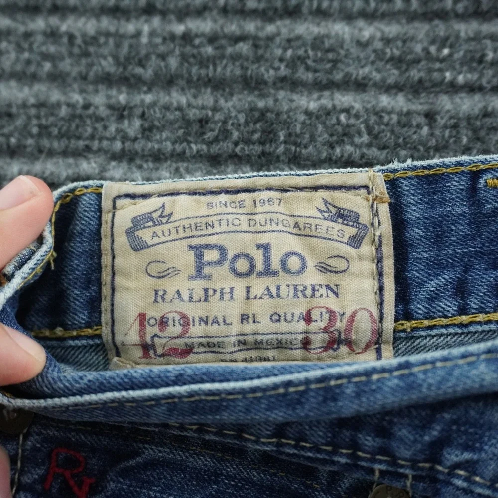 Polo Ralph Lauren Straight Leg Jeans Mens 42x30 Blue Medium Wash Dungarees